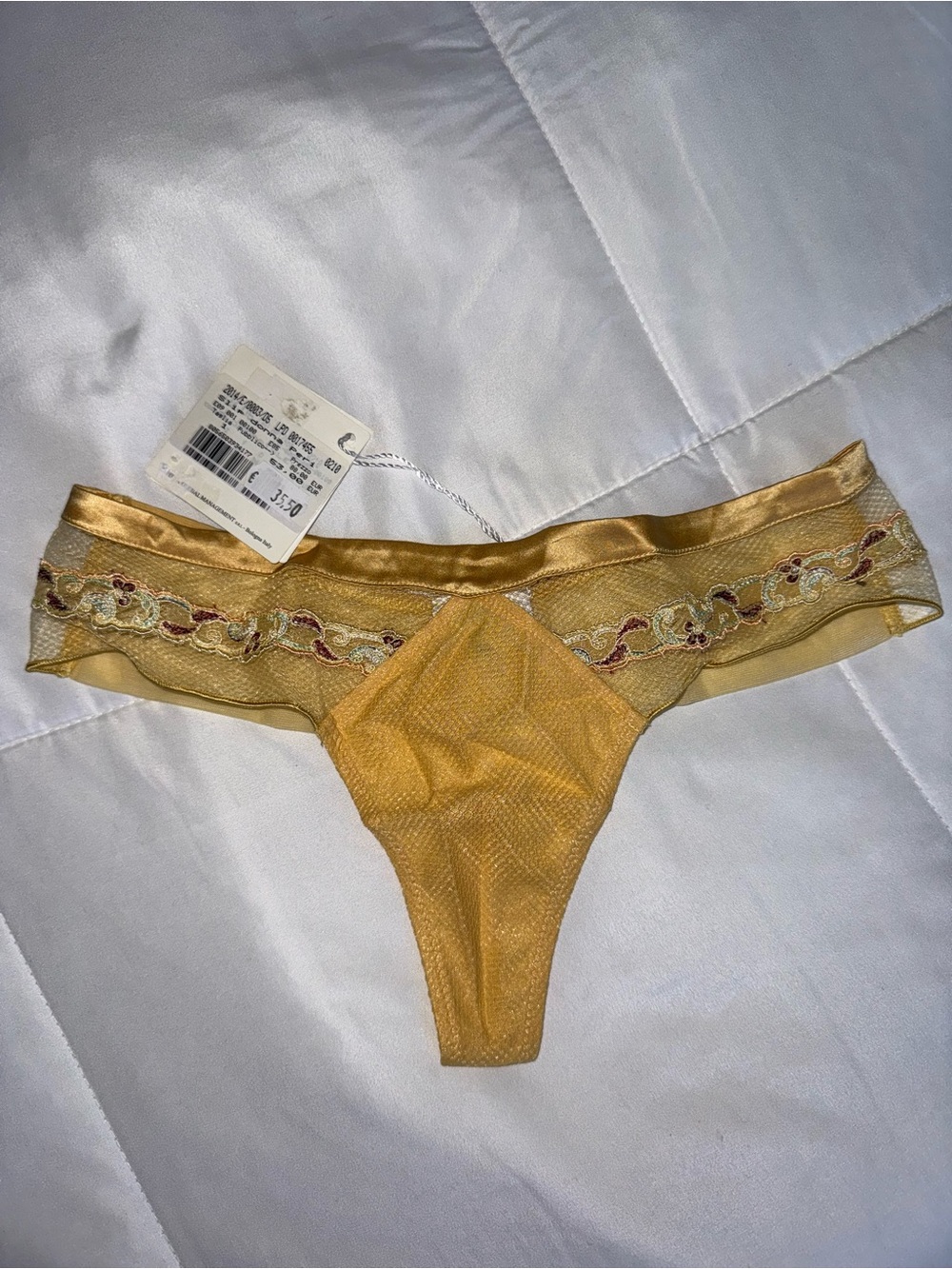La Perla Paisley Collection Yellow Gold Slip Donna Peri Thong